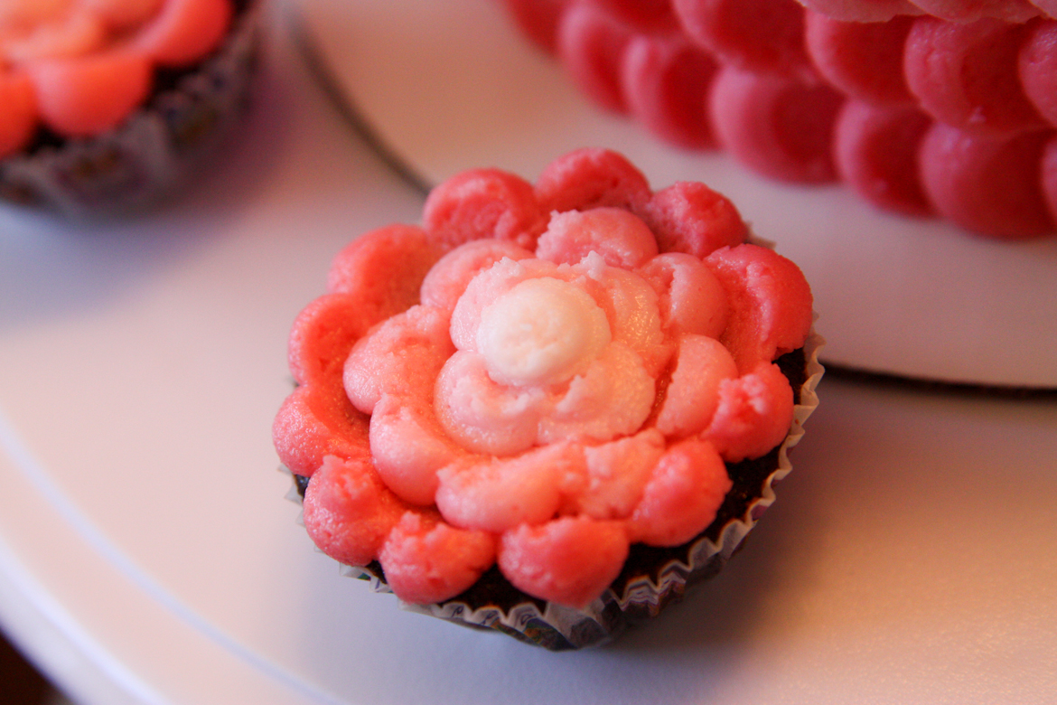 Pink Ombre Flower Cupcakes