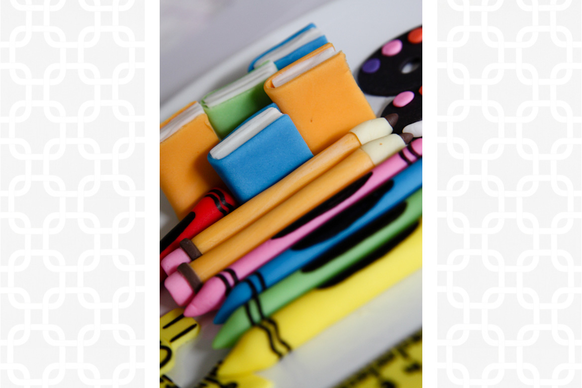 Pencils, Crayons & Books Cupcake Toppers