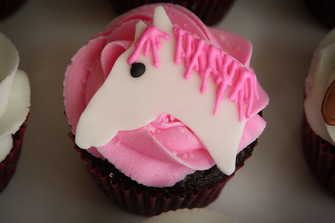 Pink & White Horse Cupcakes