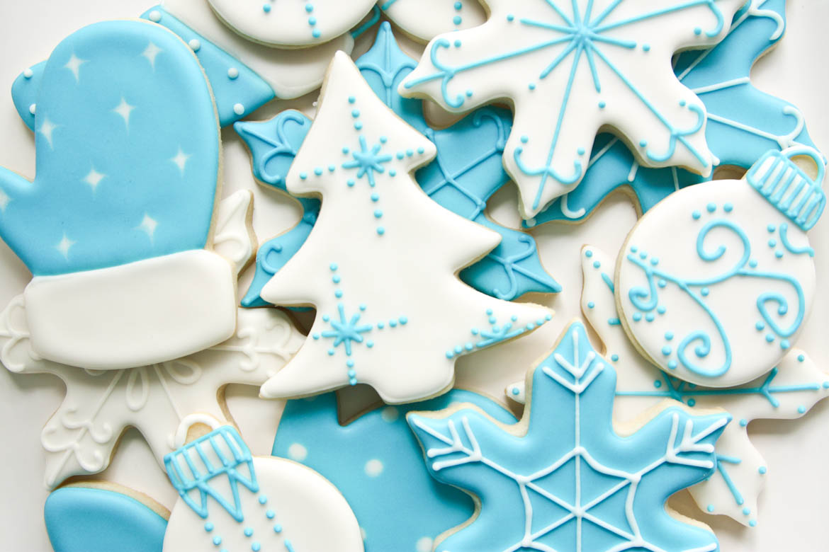 Teal & White Christmas Cookies