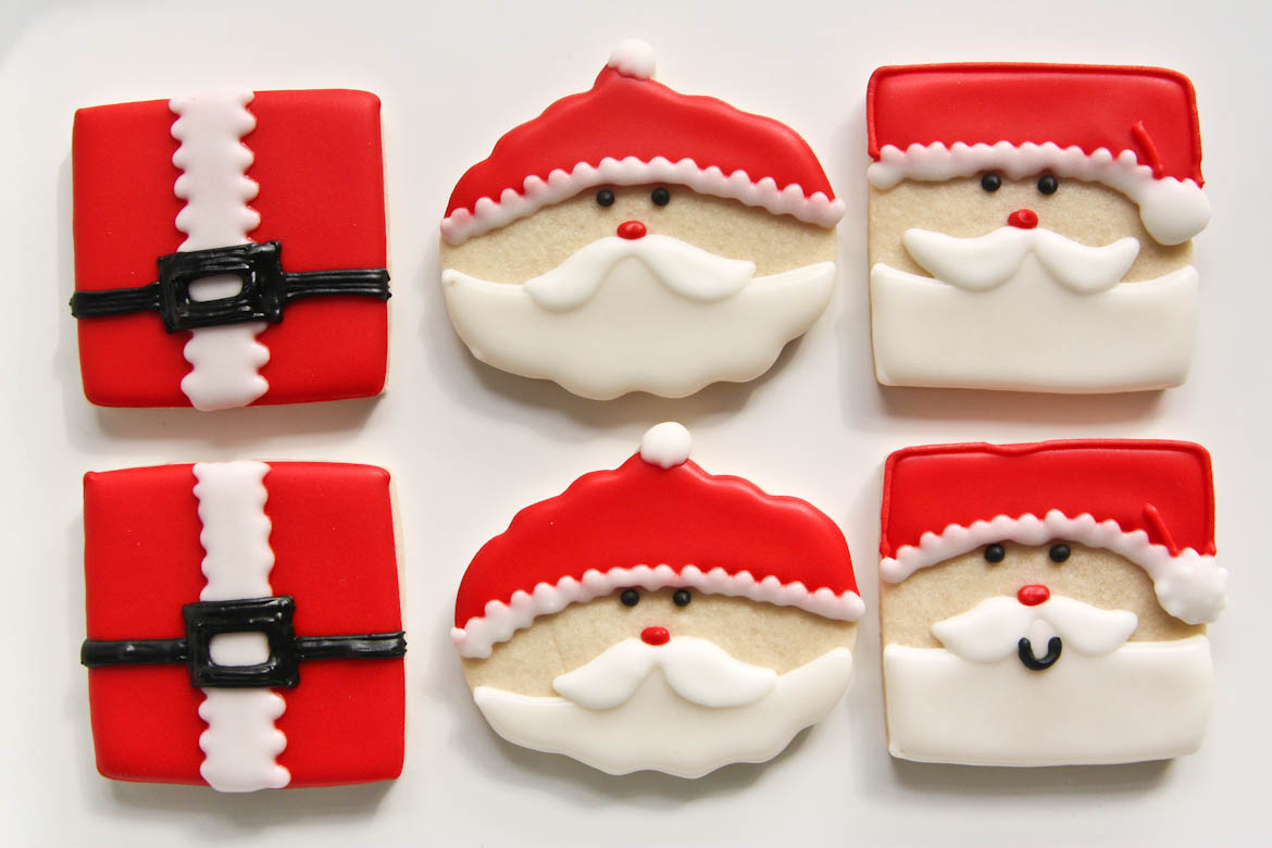 Simple Shape Santa Cookies