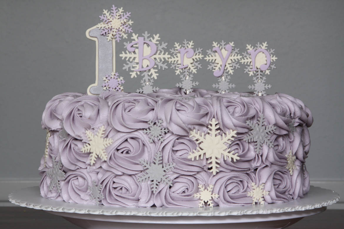 Snowflake & Rose Cake