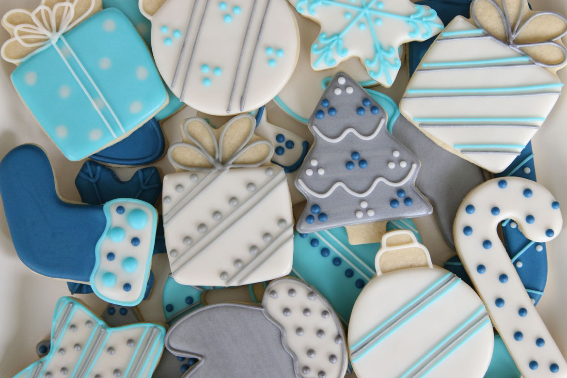 Blue & Silver Christmas Cookies
